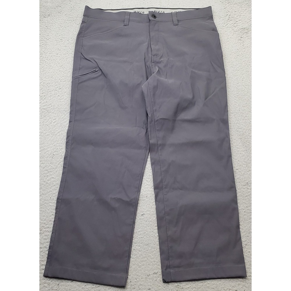 Orvis Hiking Pants Mens 38x30 Gray Nylon Stretch Outdoor Straight Leg Waistband